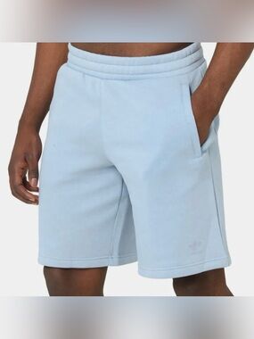 Adidas Light Blue Trefoil Fleece Lounge Sweat Shorts 9” Inseam Men’s Large